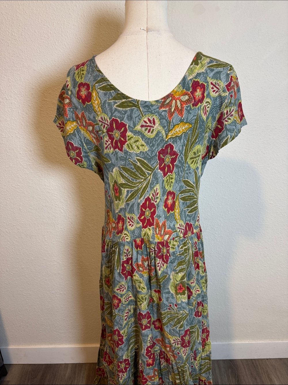 Soft Surroundings Kara Batik Bloom Tiered Midi Dress size XL - Picture 4 of 13